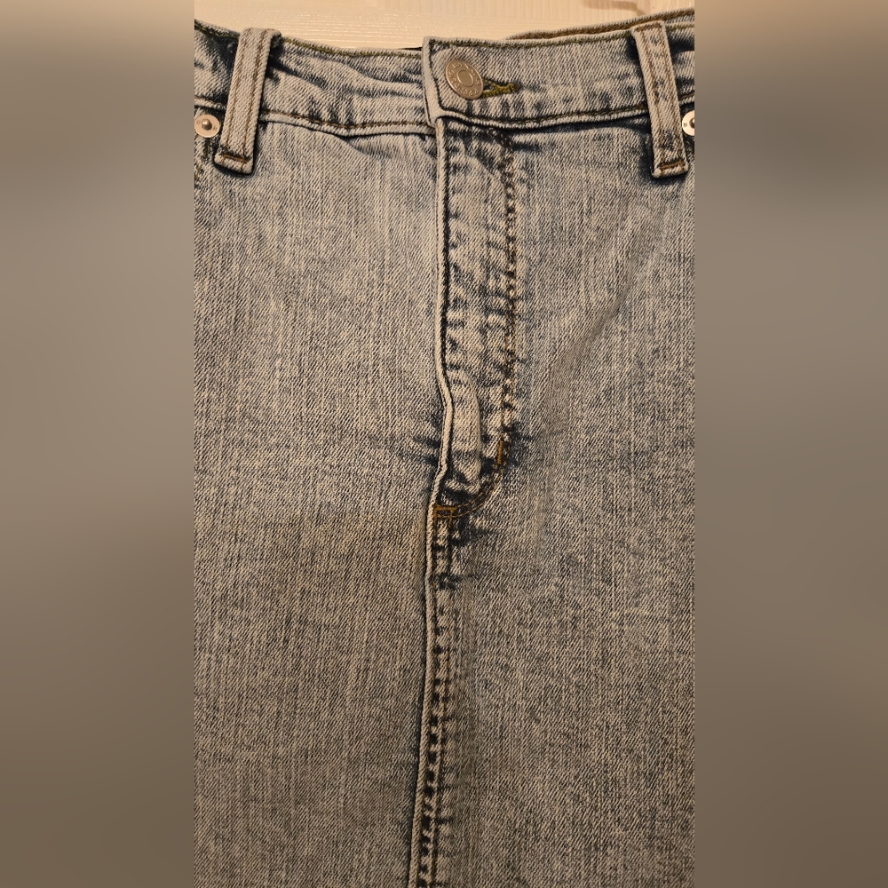 Banana Republic Acid Wash Denim Blue Jean Skirt Cotton Knee Length Y2K NWOT - Picture 5 of 13